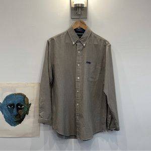 medium size brown checkered button up